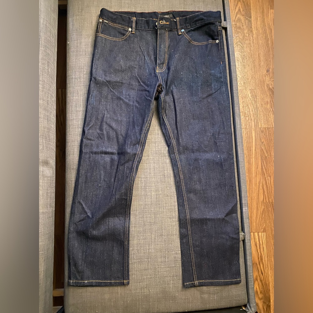 RVCA Men's Dark Blue Straight Jeans